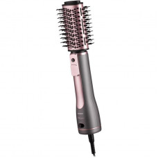 Фен-щітка Ardesto  Brush Pink Touch, 1200Вт, 2 швидкості, 2 темп. режими, LED-дисплей, функція іонізації , 4 насадки, сірий+ рожевий