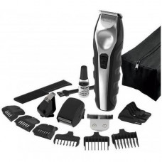 Тример WAHL Ergonomic Total Grooming Kit, для бороди, вусів і тіла, акум., роторний мотор, насадок-13, сталь, чорно-сріблястий