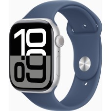 Смарт-годинник Apple Watch Series 10 GPS 46mm Silver Alu. Case w. Denim Sport Band - S/M (MWWL3)