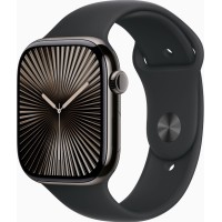 Смарт-годинник Apple Watch Series 10 GPS + Cellular 46mm Slate Titanium Case w. Black Sport Band - M/L (MWYE3)