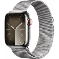 Смарт-годинник Apple Watch Series 9 GPS + Cellular 41mm Silver S. Steel Case w. Silver Milanese Loop (MRJ43)