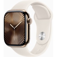 Смарт-часы Apple Watch Series 10 GPS + Cellular 42mm Gold Titanium Case w. Starlight Sport Band - M/L (MX073)