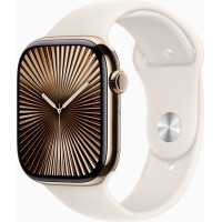 Смарт-часы Apple Watch Series 10 GPS + Cellular 46mm Gold Titanium Case w. Starlight Sport Band - M/L (MWYY3)