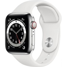 Смарт-годинник Apple Watch Series 6 GPS + Cellular 40mm Silver Stainless Steel Case w. White Sport B. (M02U3)