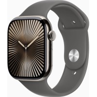 Смарт-годинник Apple Watch Series 10 GPS + Cellular 46mm Natural Titanium Case w. Stone Grey Sport Band - S/M (MWY93)