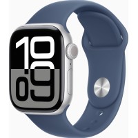Смарт-годинник Apple Watch Series 10 GPS + Cellular 42mm Silver Alu. Case w. Denim Sport Band - S/M (MWX33)