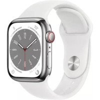 Смарт-годинник Apple Watch Series 8 GPS + Cellular 45mm Silver Aluminum Case with White S. Band (MP4J3)