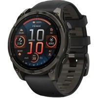 Смарт-годинник Garmin Fenix 8 43mm AMOLED Sapphire Carbon Gray DLC Tit. w. Black/Pebble Gray S. Band (010-02903-20/21/28)