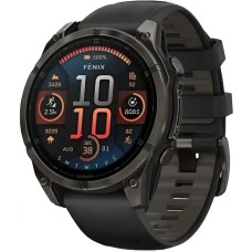Смарт-годинник Garmin Fenix 8 43mm AMOLED Sapphire Carbon Gray DLC Tit. w. Black/Pebble Gray S. Band (010-02903-20/21/28)