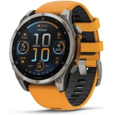 Смарт-годинник Garmin Fenix 8 47mm AMOLED Sapphire Titanium w. Spark Orange/Graphite Silicone Band (010-02904-10/11/19)