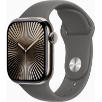 Смарт-часы Apple Watch Series 10 GPS + Cellular 42mm Natural Titanium Case w. Stone Grey Sport Band - M/L (MWXE3)