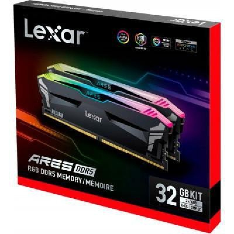 Память для настольных компьютеров Lexar 32 GB DDR5 6400 MHz Ares RGB (LD5EU016G-R6400GDLA)